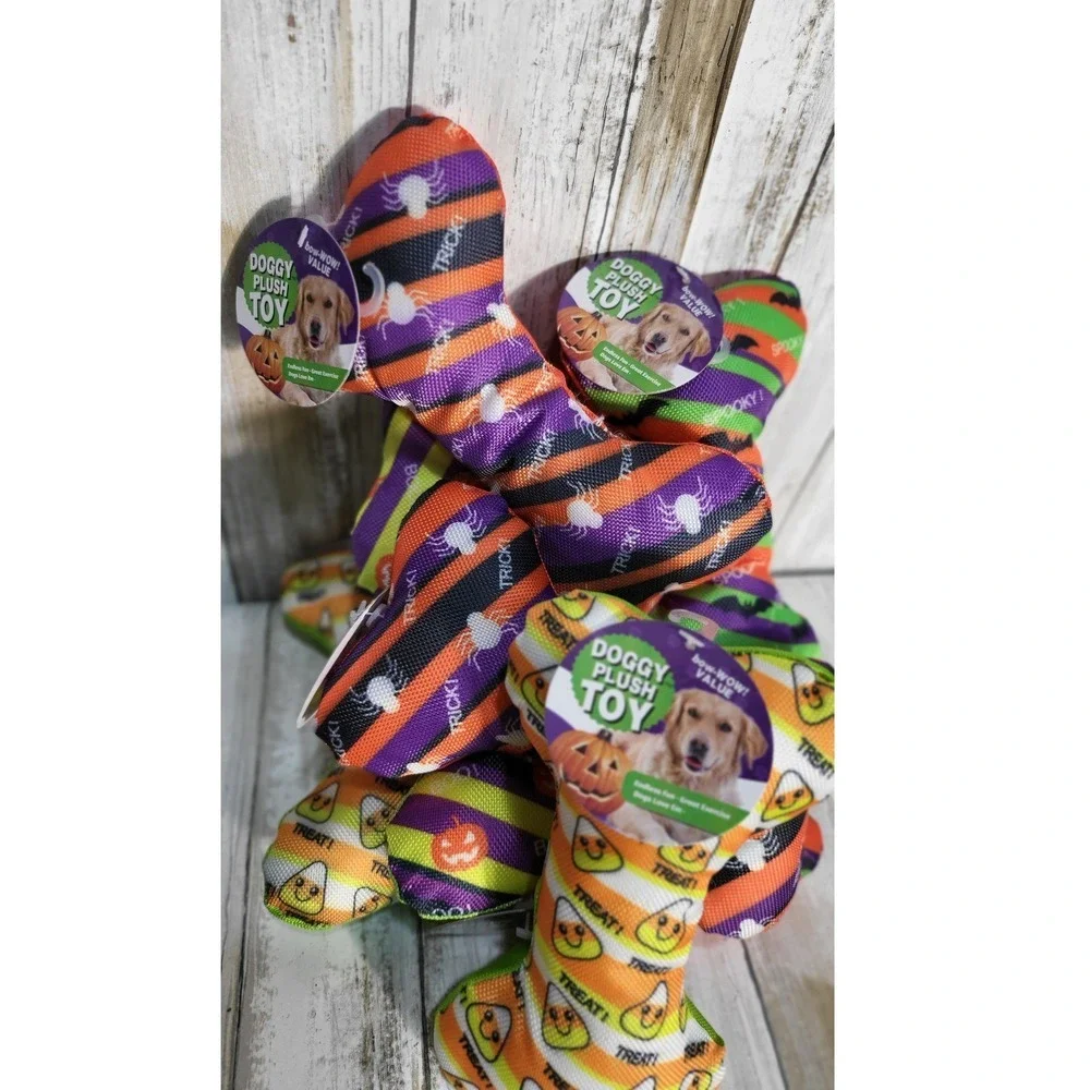 8 Halloween Dog Toy Plush Bone‎ Spooky Treat Boo Trick Spider Pumpkin Doggy Toy